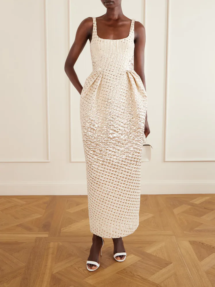 Metallic Jacquard-Woven Gown