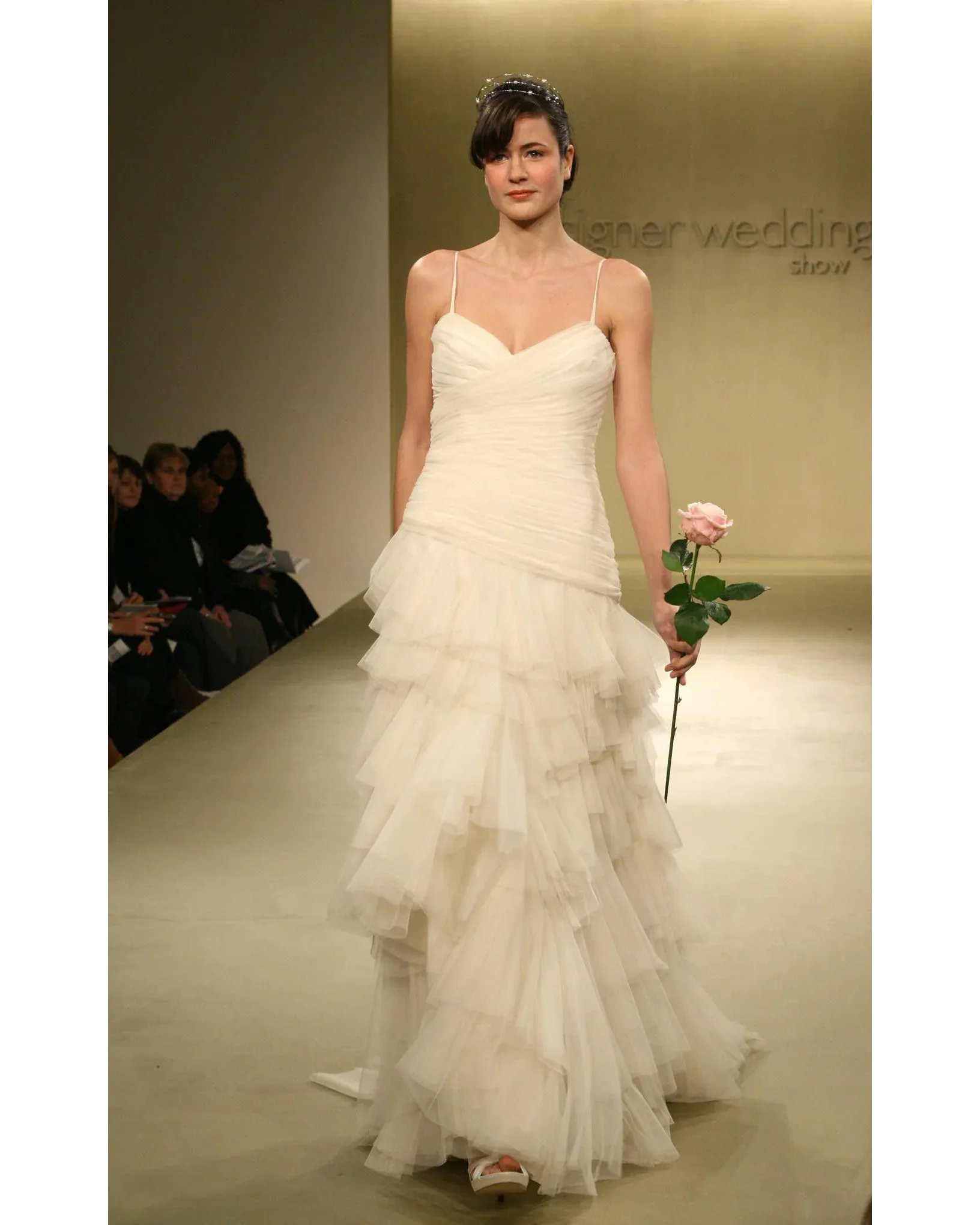 2008 Ivory Silk Tulle Trained Drop Waist Gown