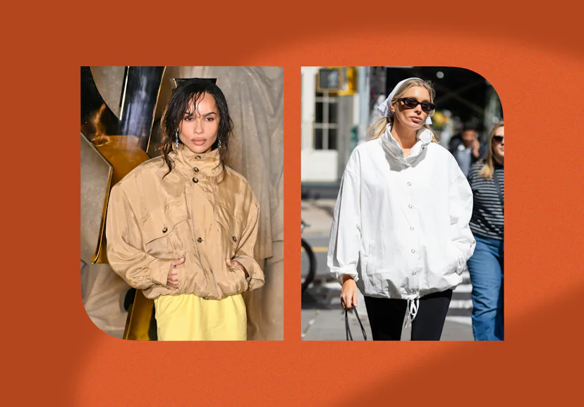 Zoë Kravitz and Elsa Hosk style a windbreaker.