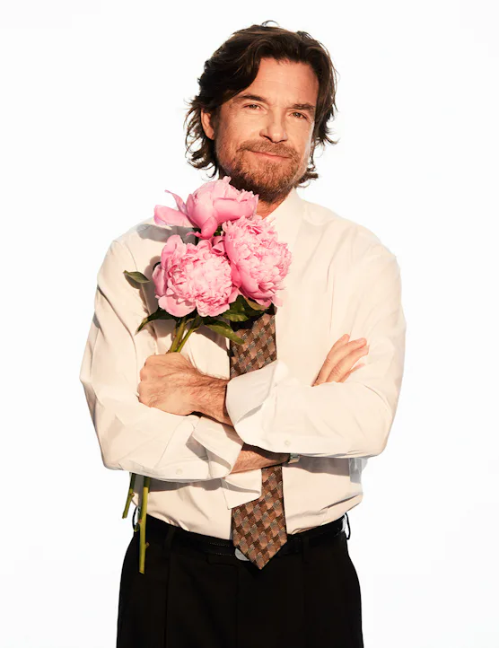 Jason Bateman with peonies.