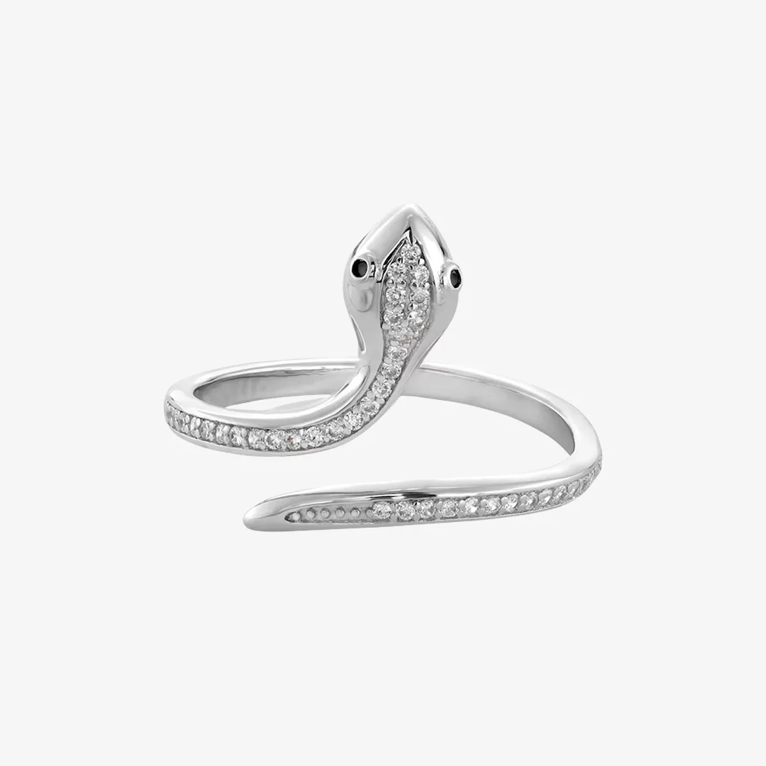 Sterling Silver CZ Snake Ring - Size 7