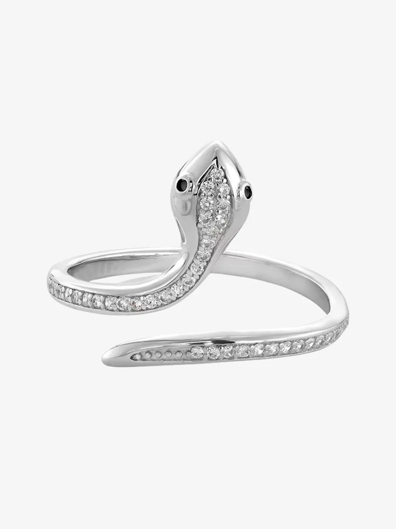 Sterling Silver CZ Snake Ring - Size 7