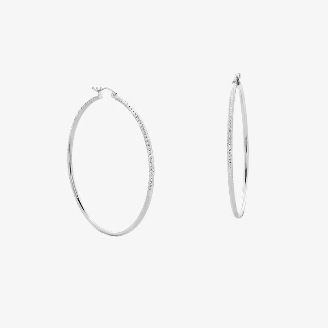 Sterling Silver Diamond-Cut Hollow Hoops