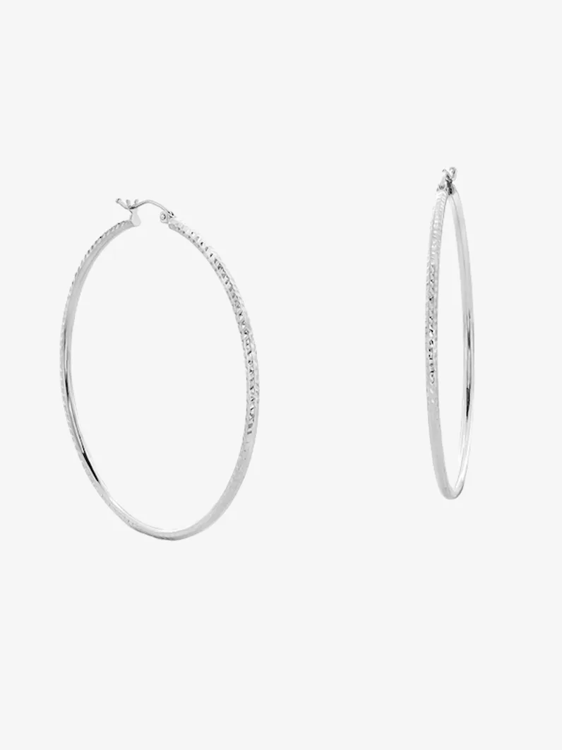 Sterling Silver Diamond-Cut Hollow Hoops