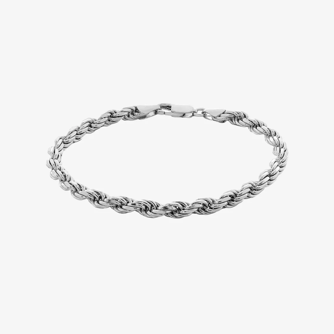 Sterling Silver Diamond-Cut Rope Chain Bracelet