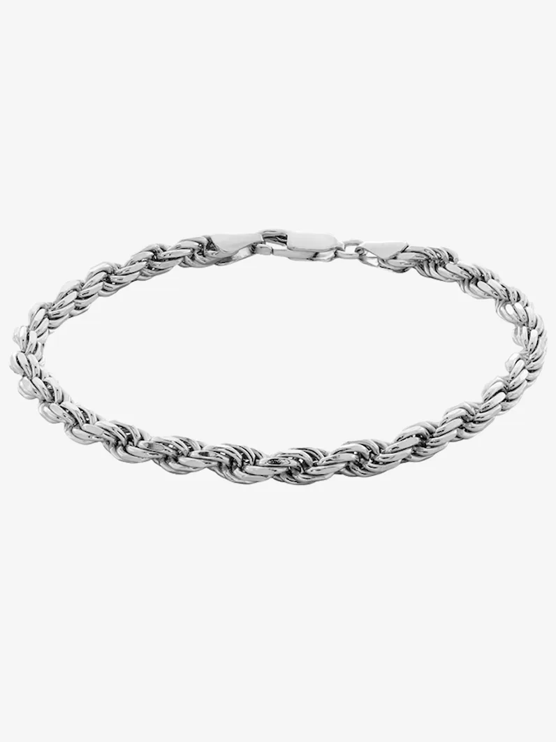 Sterling Silver Diamond-Cut Rope Chain Bracelet