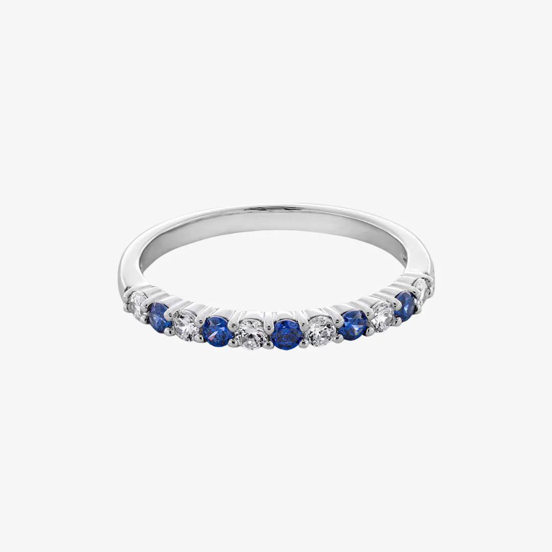 Sterling Silver Blue and White CZ Ring Band