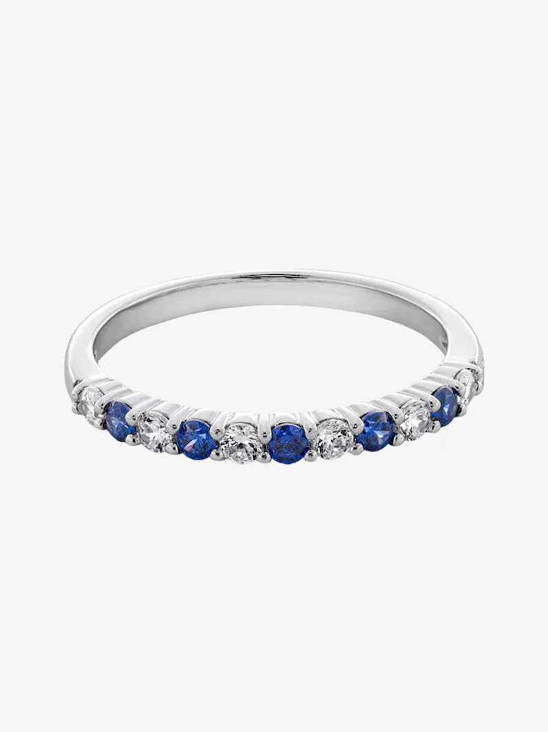 Sterling Silver Blue and White CZ Ring Band