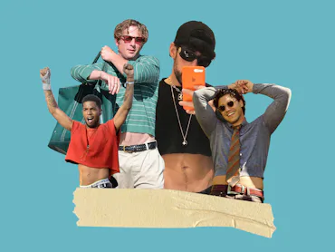Kid Cudi, Jeremy Allen White, Bad Bunny, Belmont Cameli wearing crop tops.