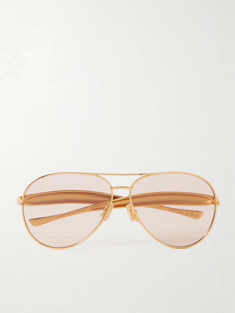 Sardine Aviator-Style Gold-Tone Sunglasses