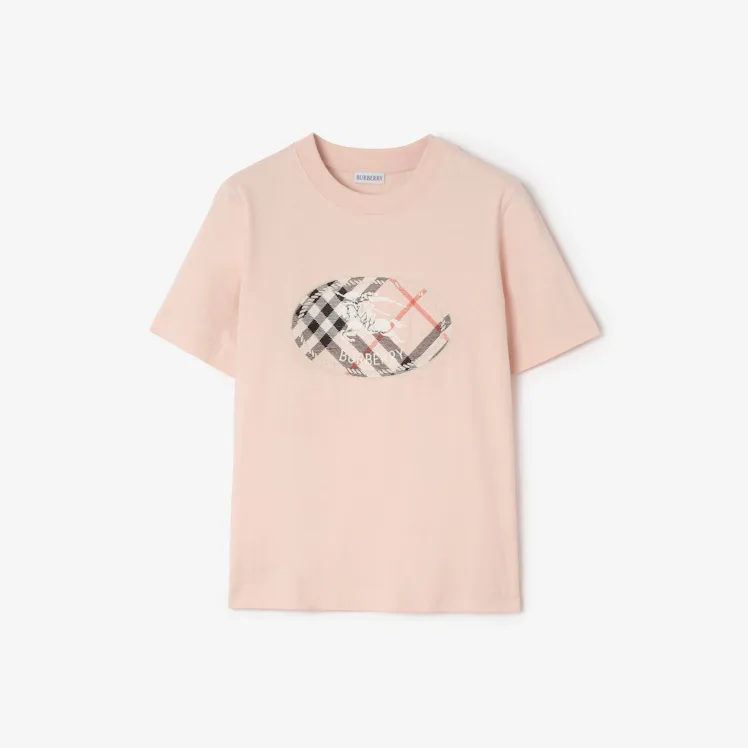 Check Knight Stamp Cotton T-Shirt