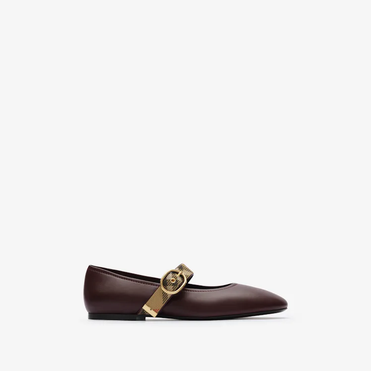 Check Strap Leather Robin Ballerinas