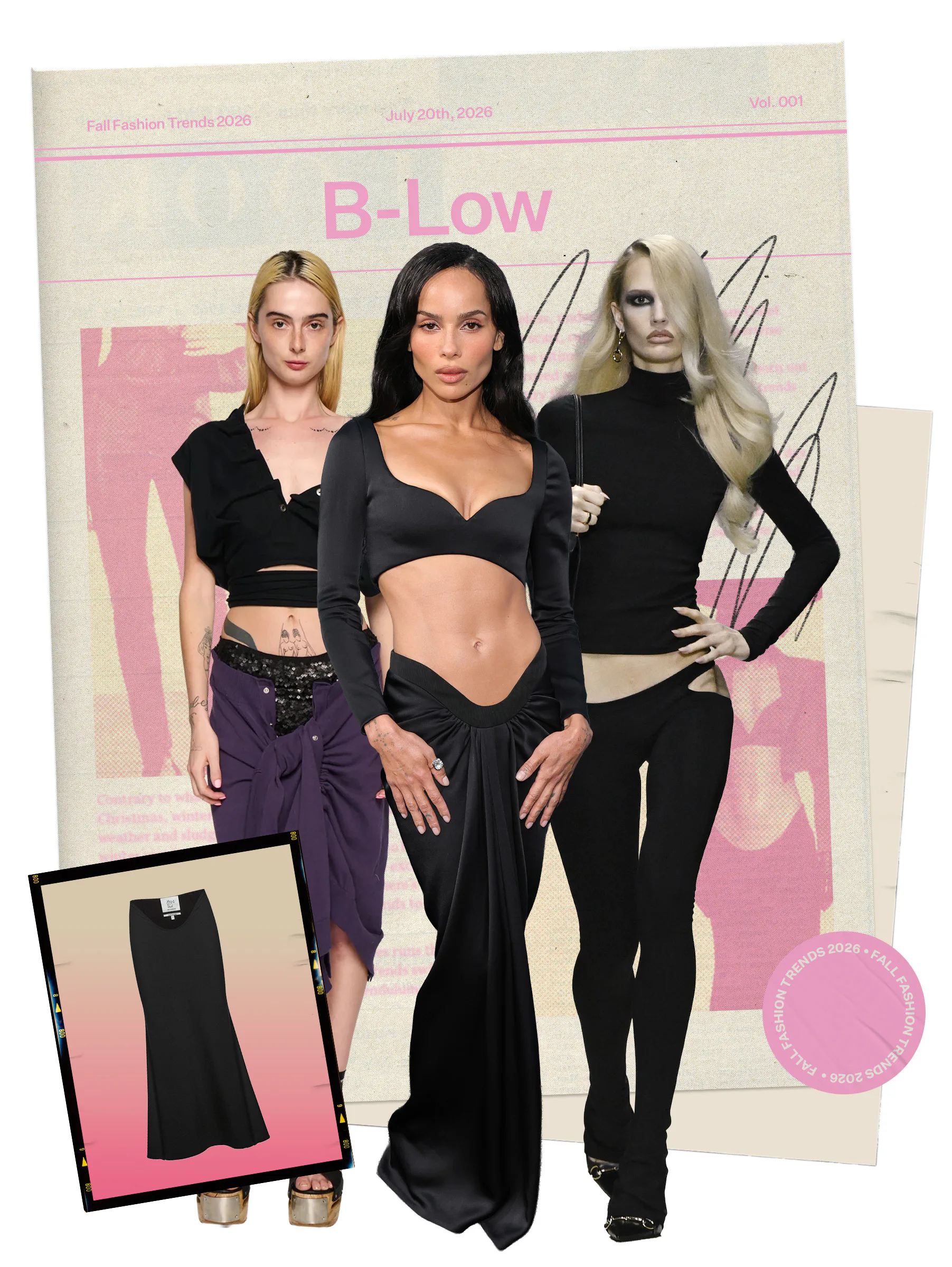 Fall 2026 Fashion Trend: Zoë Kravitz in a low-rise skirt.