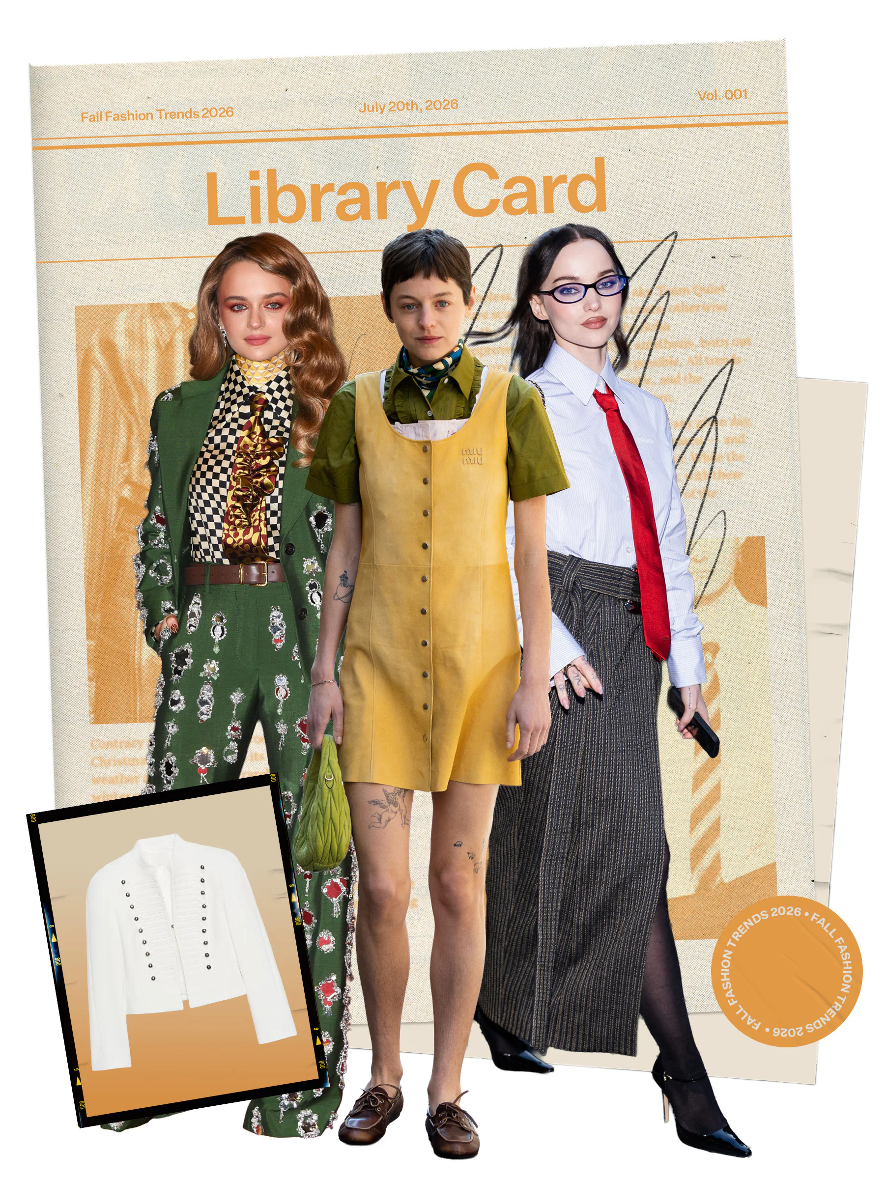 Fall 2026 Fashion Trend: Joey King, Emma Corrin, and Dove Cameron in librarian chic styles.
