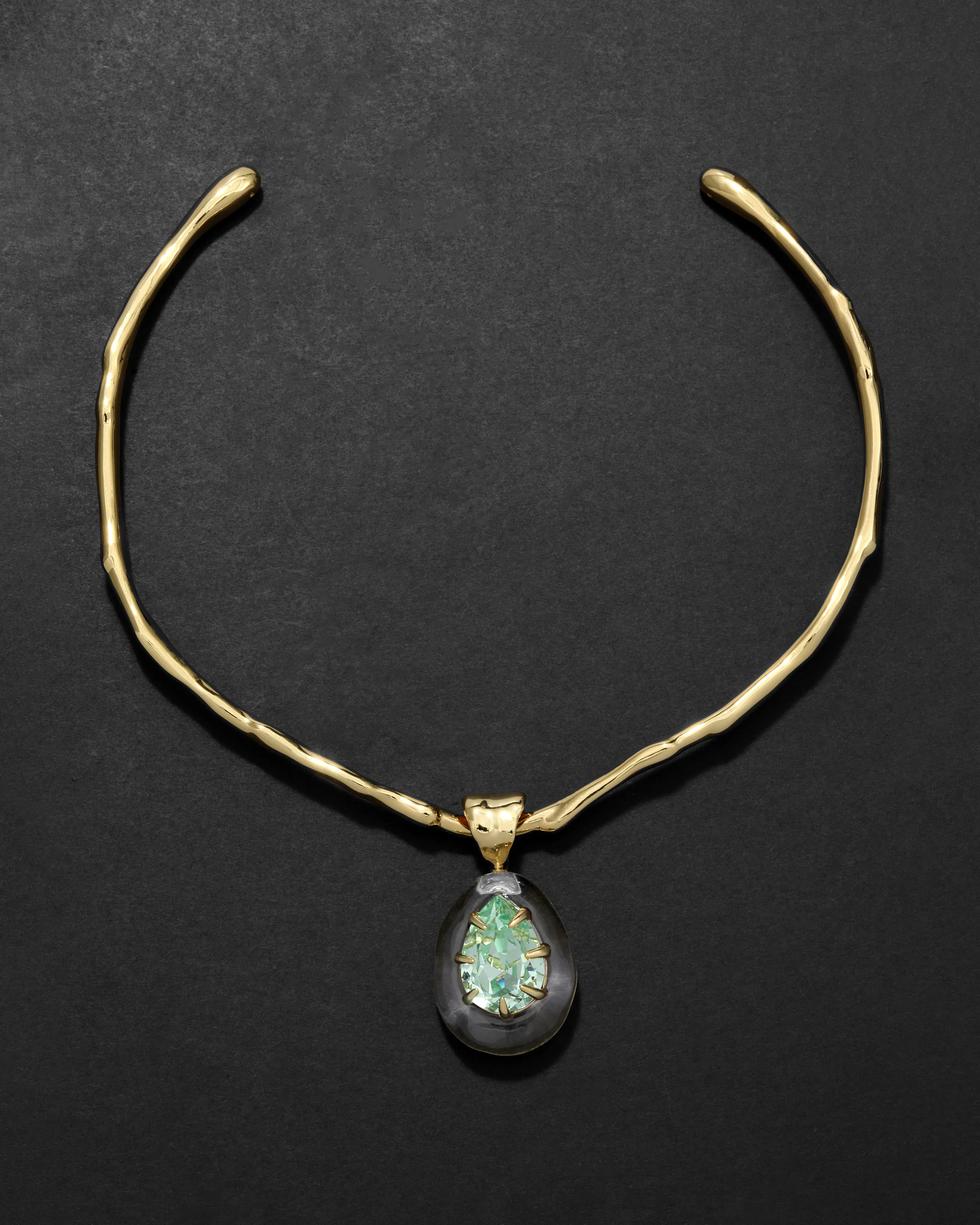 Crystal Teardrop Lucite Collar Necklace