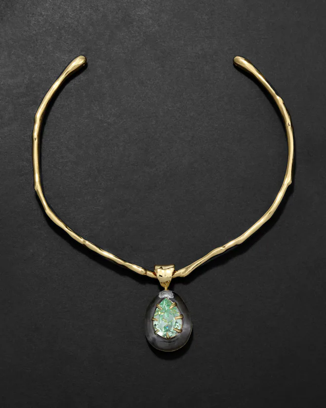 Crystal Teardrop Lucite Collar Necklace