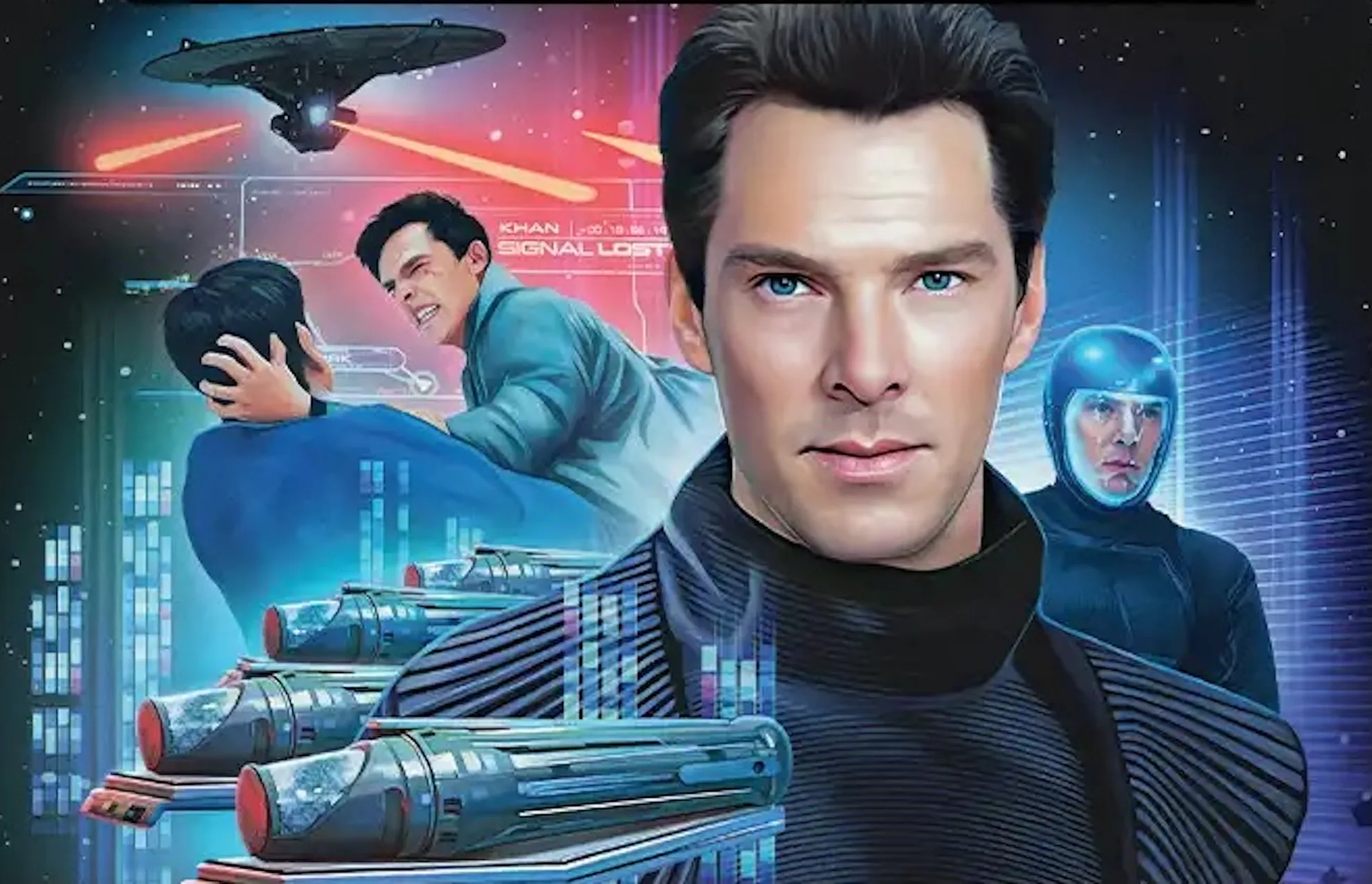 A detail of a new Magic: The Gathering Star Trek card featuring Benedict Cumberbatch as Khan.
