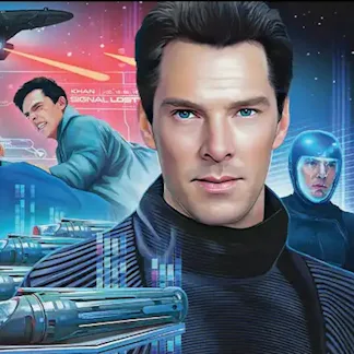 A detail of a new Magic: The Gathering Star Trek card featuring Benedict Cumberbatch as Khan.