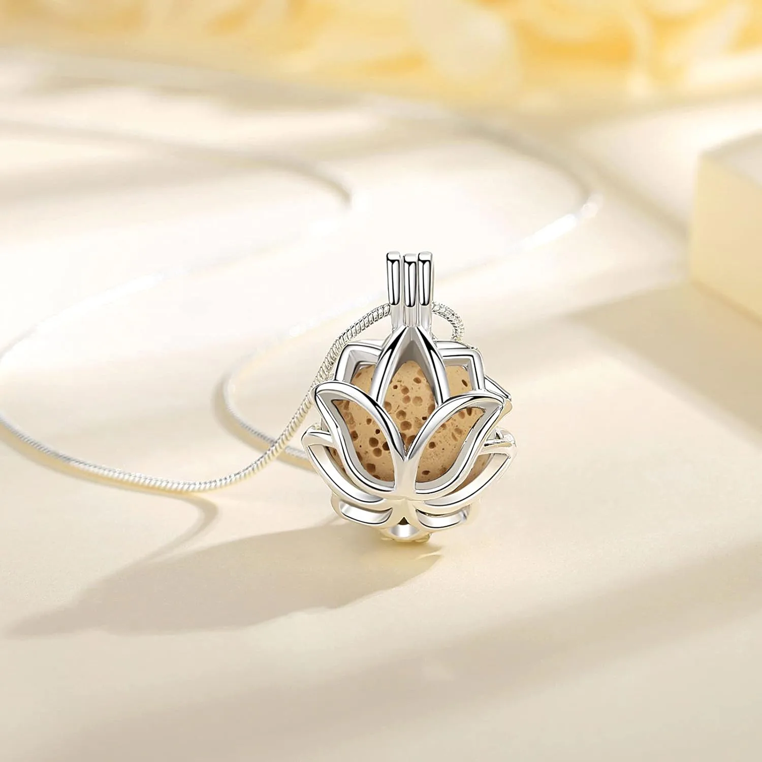 INFUSEU Lava Stone Essential Oil Diffuser Necklace 
