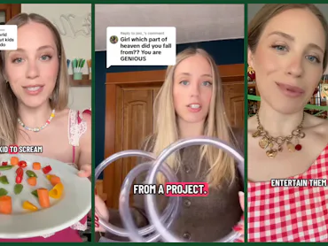 screen grabs of chelsea anderson's instagram videos in which she shares parenting tips for getting k...