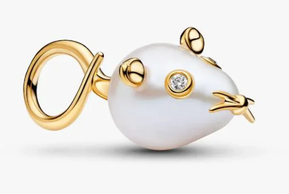 Treated Freshwater Cultured Baroque Pearl Mouse Dangle Charm