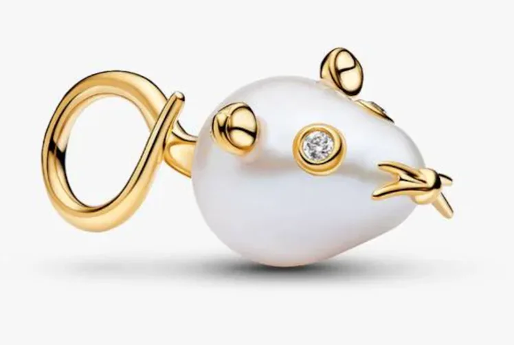 Treated Freshwater Cultured Baroque Pearl Mouse Dangle Charm