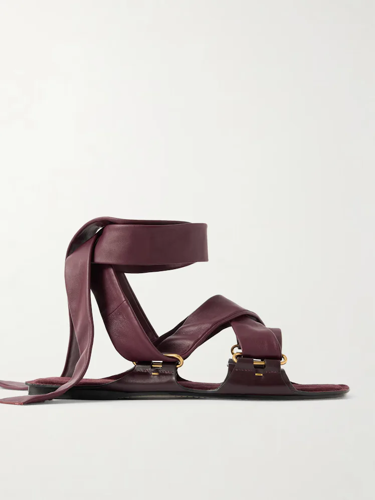 Boden Tie-Detailed Leather Sandals