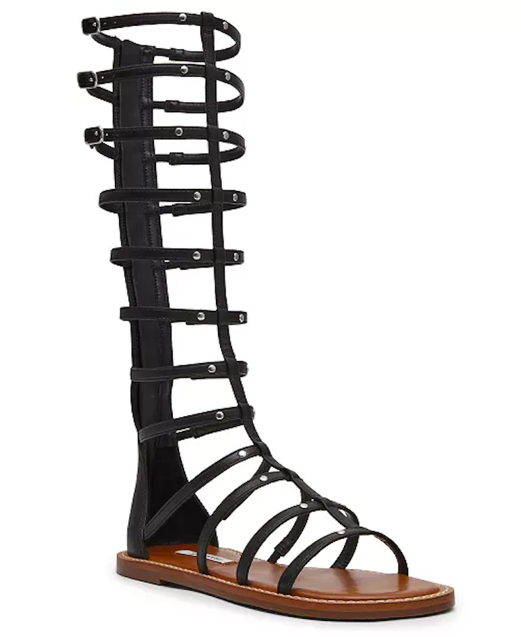 Gladius Knee-High Strappy Round Toe Gladiator Sandals