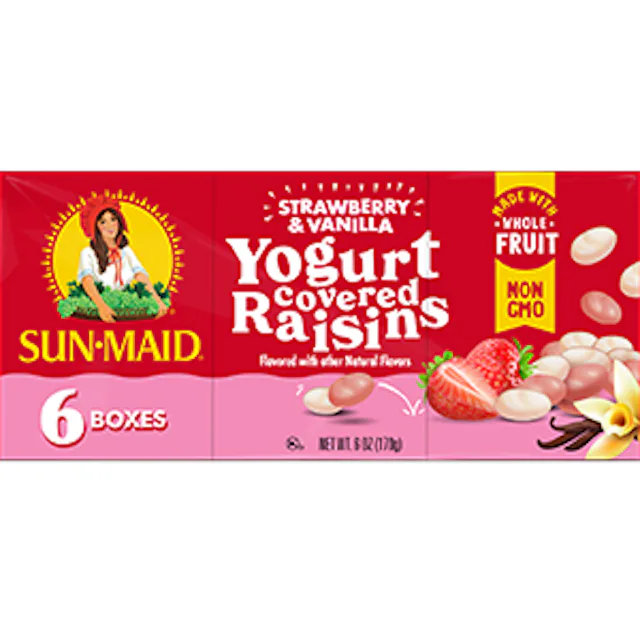 Sun-Maid Strawberry & Vanilla Yogurt Covered Raisins 6-Pack