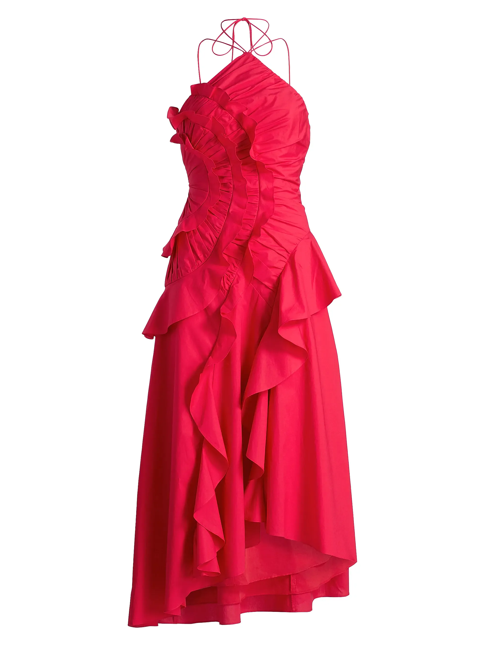 Amur Ottavia Ruffle Halterneck Midi-Dress