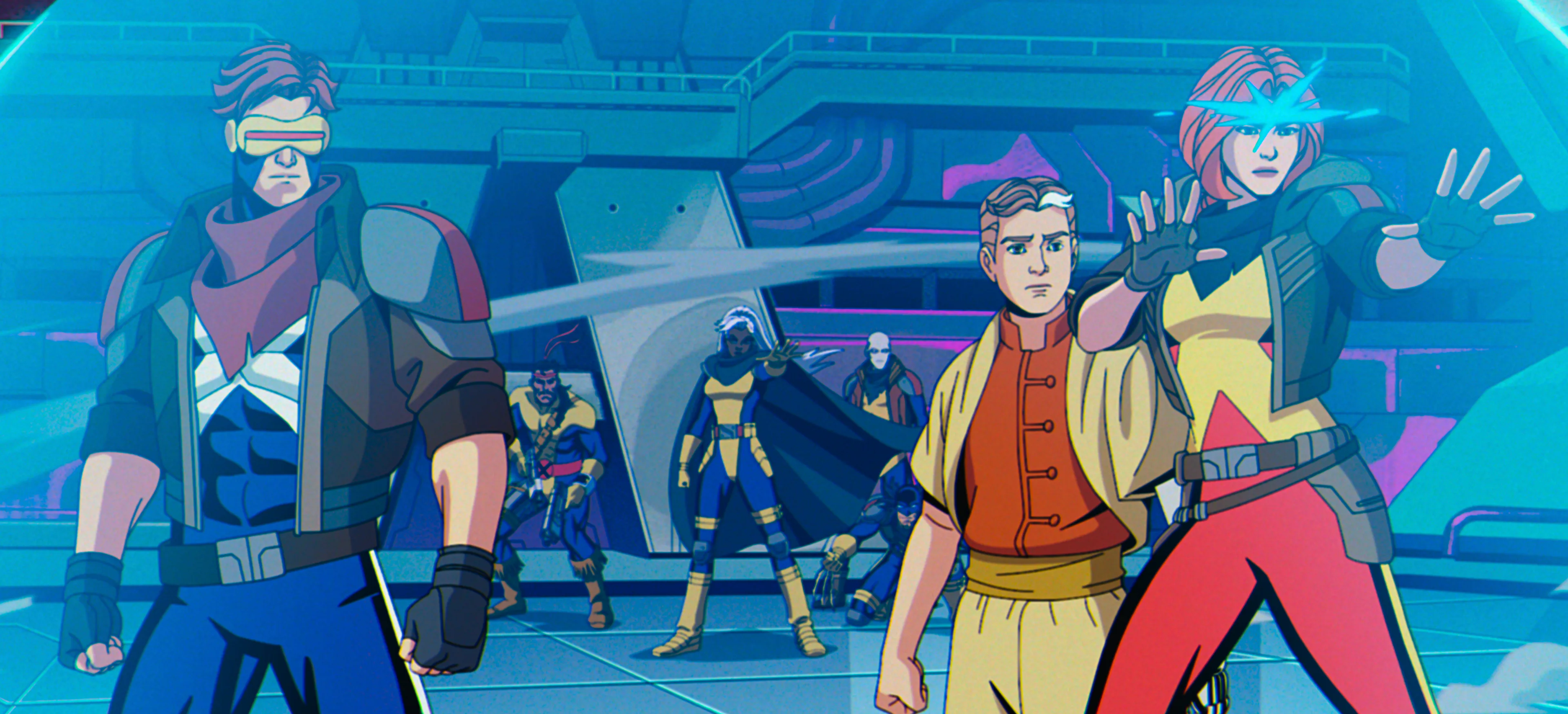 Cyclops/Scott Summers (voiced by Ray Chase), Nathan Summers (Michael Johnston), and Jean Grey (Jenni...