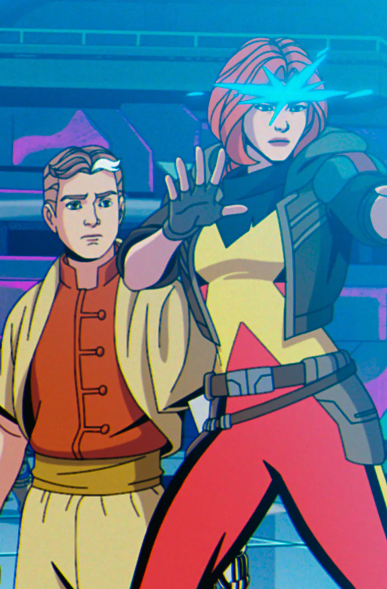 Cyclops/Scott Summers (voiced by Ray Chase), Nathan Summers (Michael Johnston), and Jean Grey (Jenni...