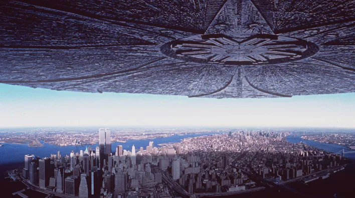 6/96- Alien Ship Over New York City. Scenes From "Independence Day" The New Thriller From 20Th Centu...