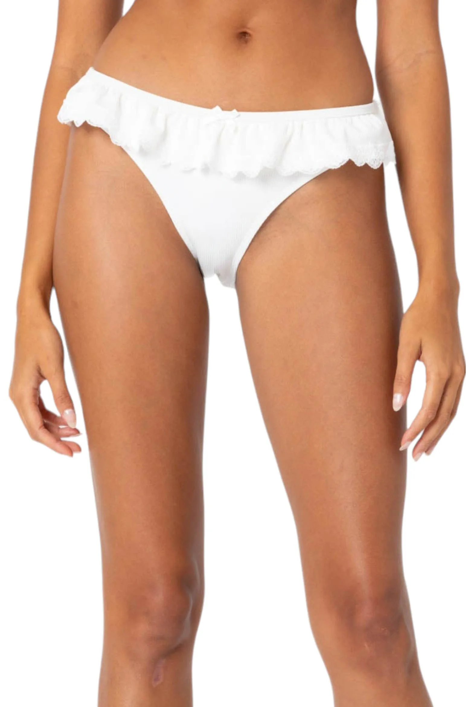 Edited Ruffle Lace Trim Bikini Bottoms