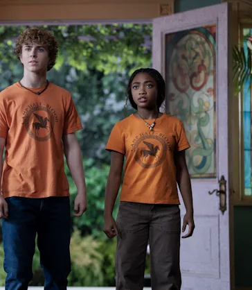 Aryan Simhadri, Walker Scobell, and Leah Sava Jeffries in Percy Jackson and the Olympians