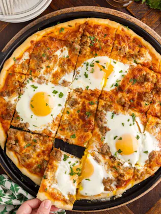 Breakfast pizza in a story about easy meals to make when nothing sounds good.