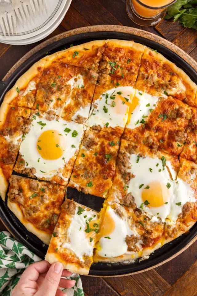Breakfast pizza in a story about easy meals to make when nothing sounds good.