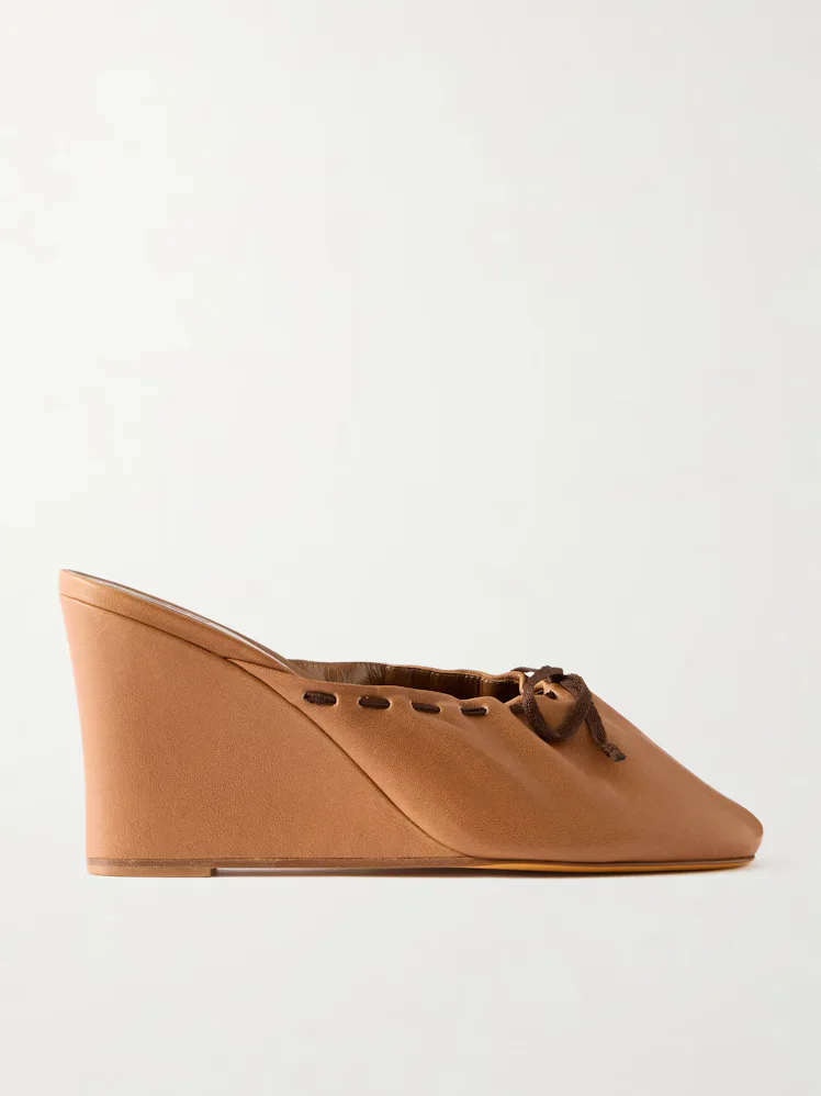 Ballet Leather Wedge Mules
