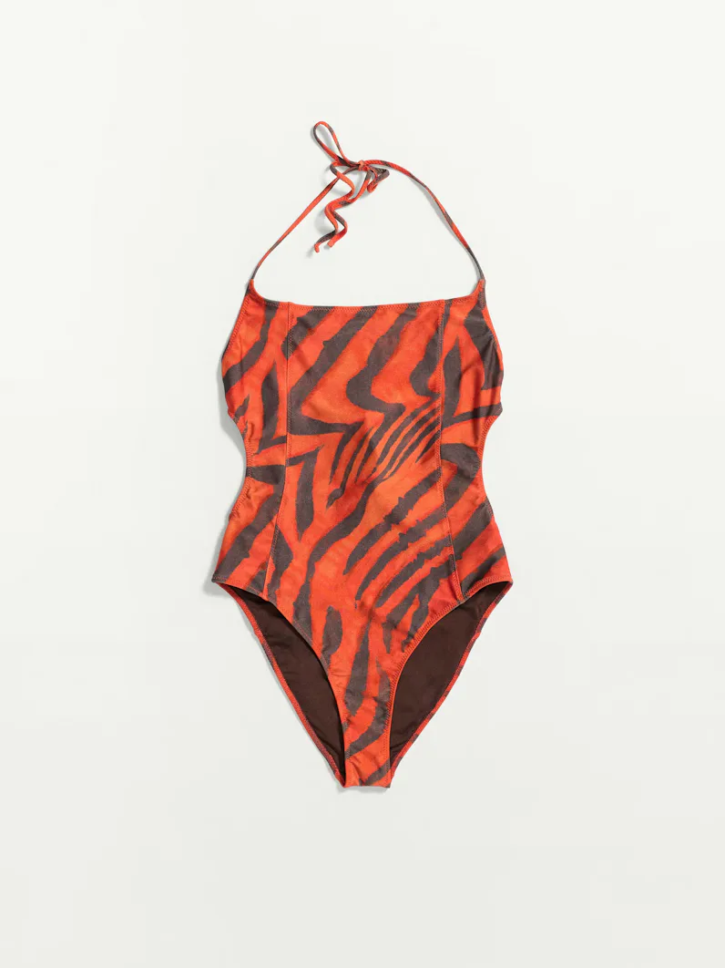 Animal-Print Halter Swimsuit