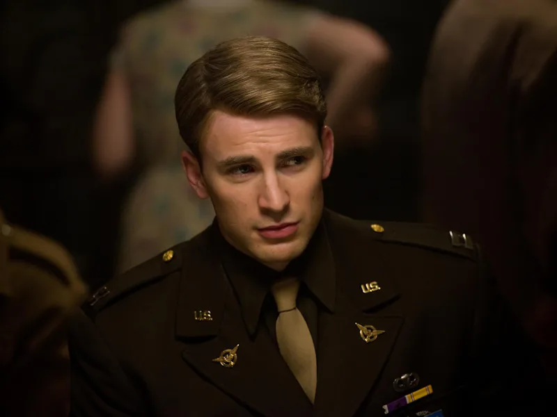 Chris Evans as Captain America/Steve Rogers in Captain America: The First Avenger