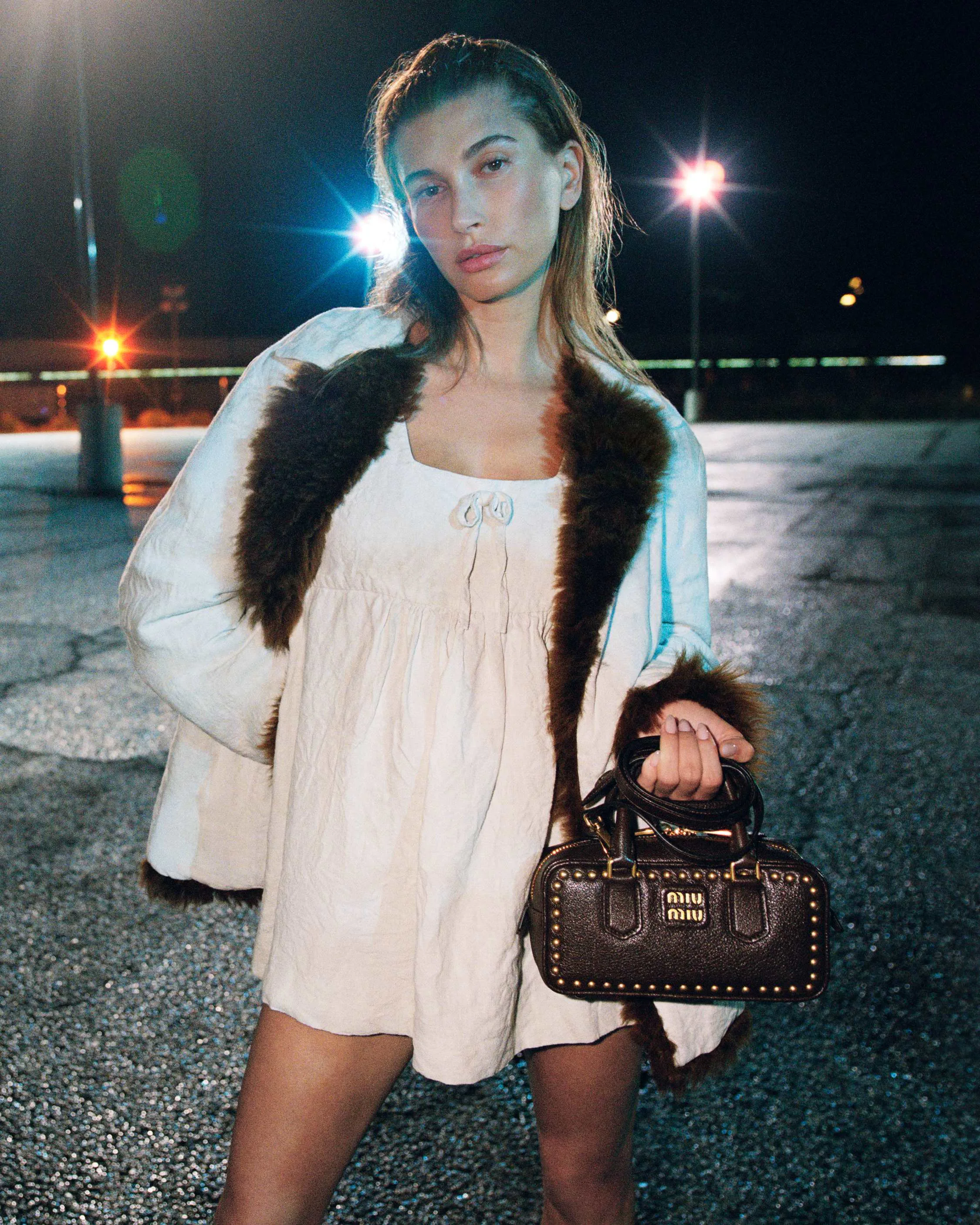 Hailey Bieber for Miu Miu. Courtesy of Miu Miu