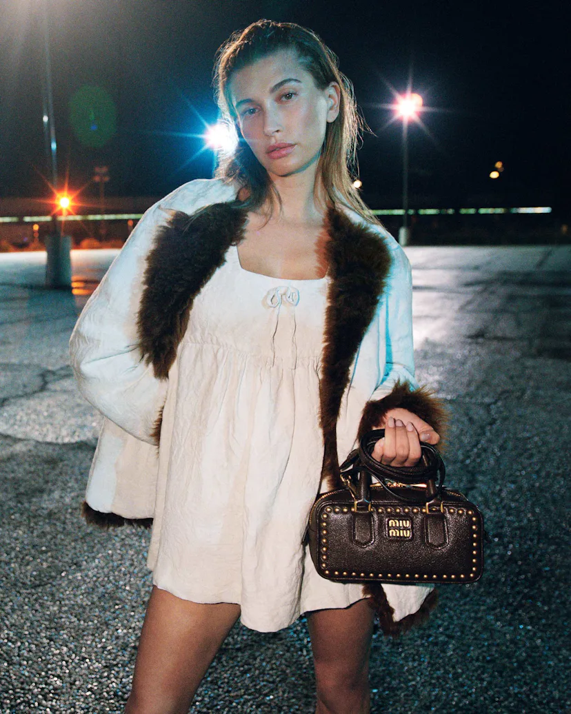 Hailey Bieber for Miu Miu. Courtesy of Miu Miu