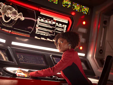 Celia Rose Gooding as Uhura in 'Strange New Worlds' Season 4.