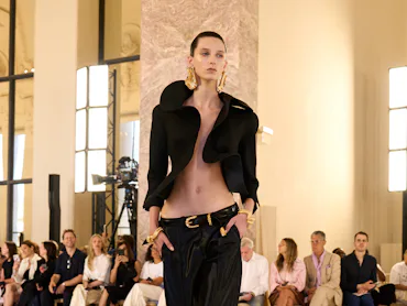 a look from schiaparelli fall 2026 couture collection shown in paris