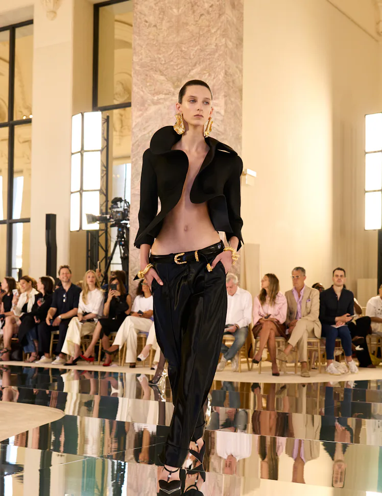 a look from schiaparelli fall 2026 couture collection shown in paris