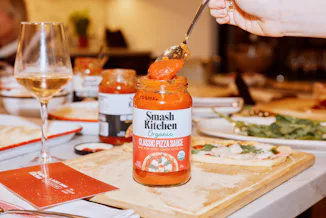 I went to a pizza-making class with Glen Powell's Smash Kitchen.