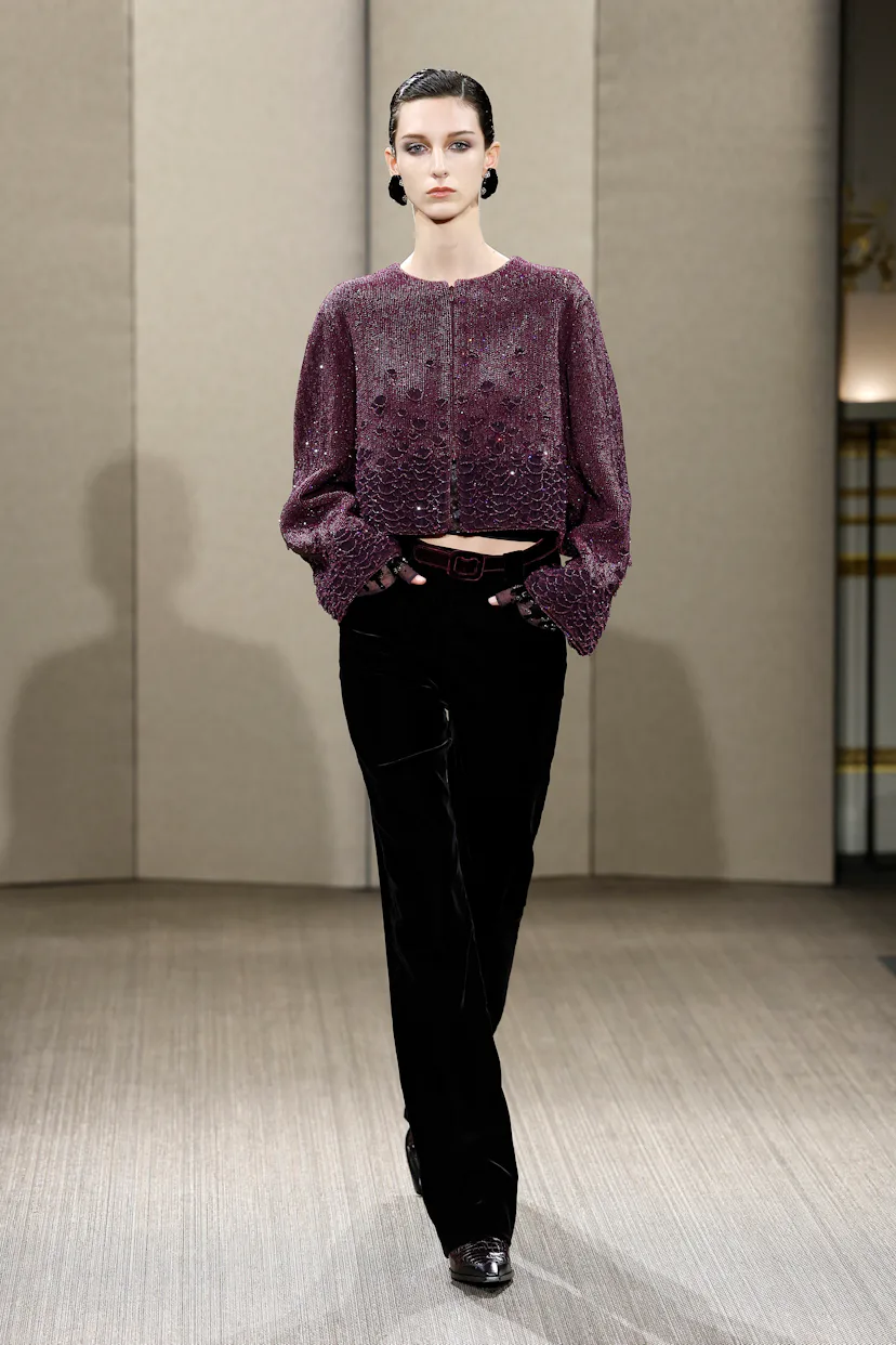 A model walks the runway during the Giorgio Armani Privé Haute Couture Fall/Winter 2026/2027 show as...