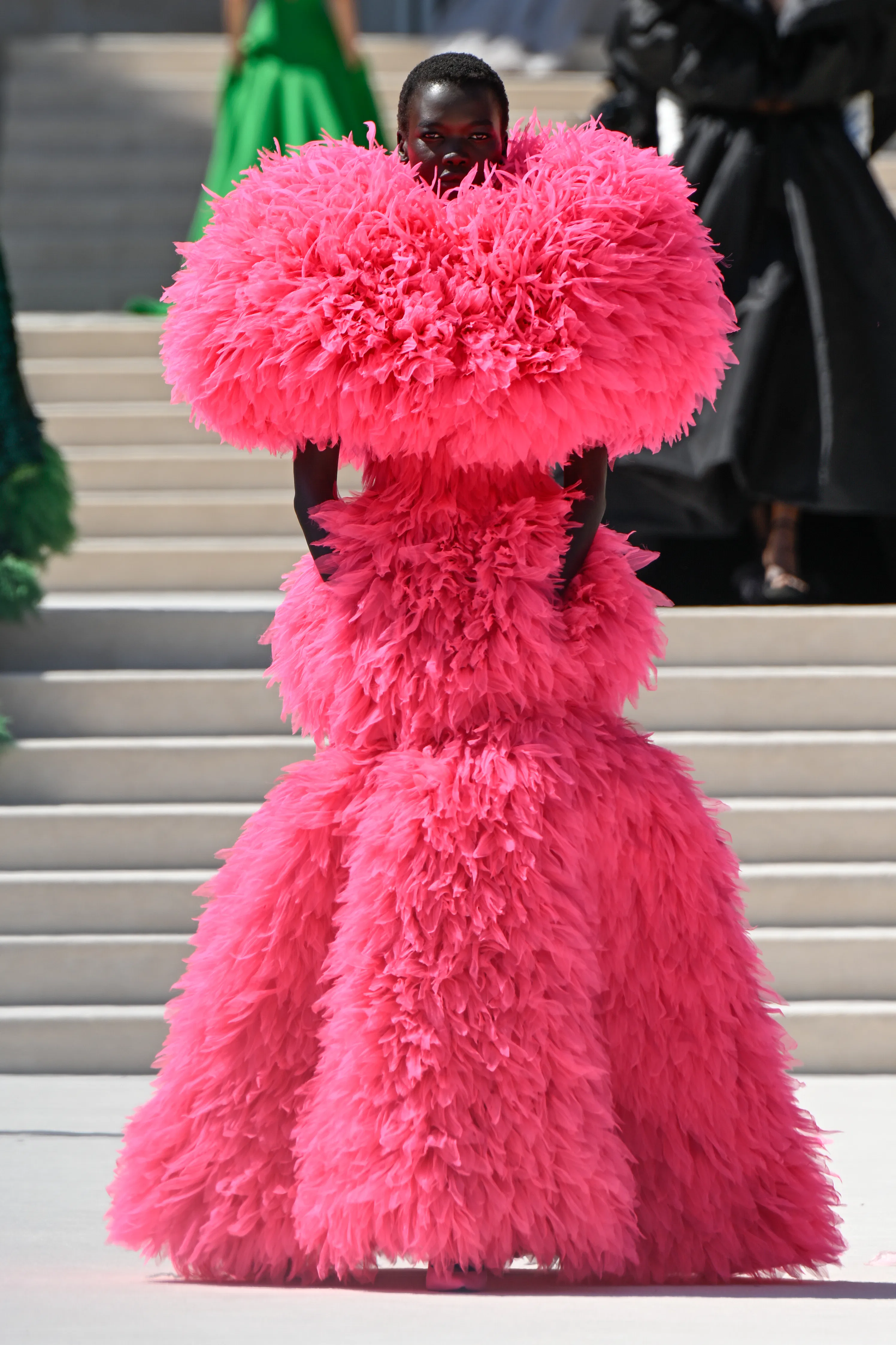 Model on the runway at the Balenciaga fashion show as part of Paris Haute Couture Fall/Winter 2026 f...