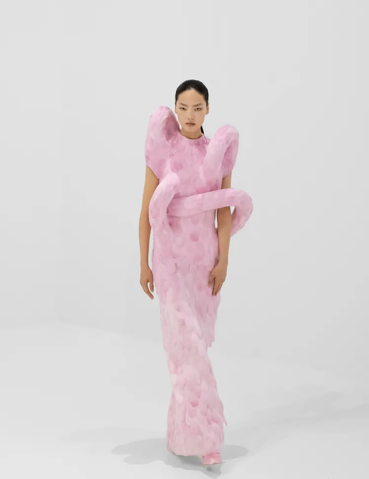 a look from jean paul gaultier couture runway show in paris by duran lantink