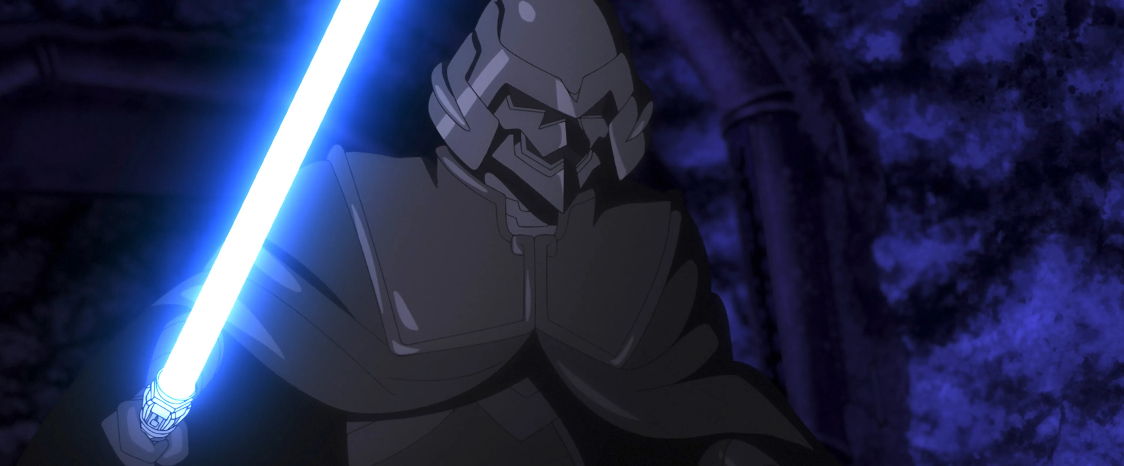 Nawaam, wielding a blue lightsaber in 'The Ninth Jedi.'